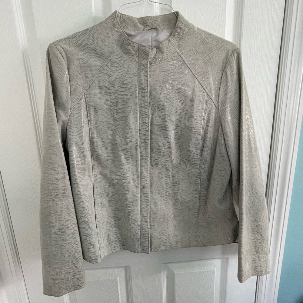 Alfani Snakeskin Embossed Zip Front Leather Jacket